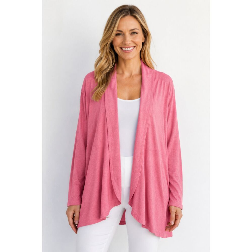 Coolibar UPF 50+ Sun Wrap Cardigan Pink XL Open Front Lightweight Beach Travel